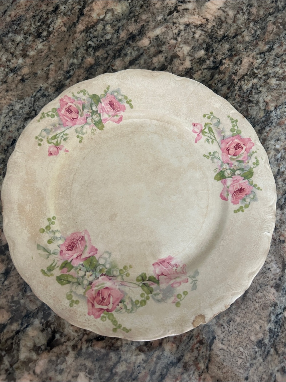 Vintage Pink Rose Decorative Plate